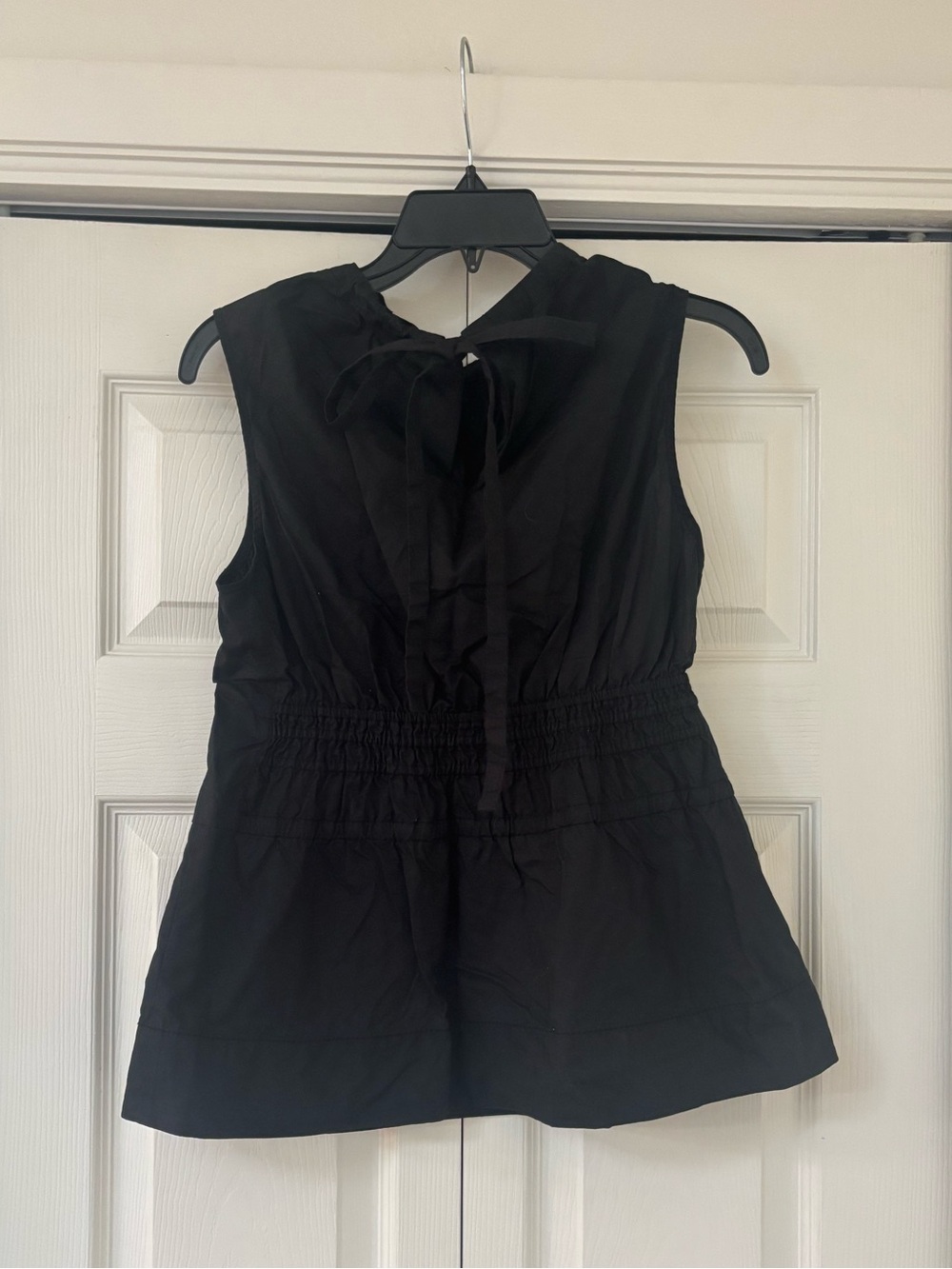 PROENZA SCHOULER White Label Birdie Shirred Cotton Poplin Blouse in Black - Picture 10 of 14